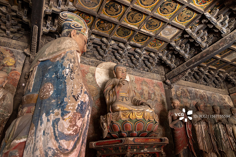 四川绵阳平武县 明代报恩寺万佛阁 如来佛 十大弟子 王玺与王鉴父子 塑像图片素材