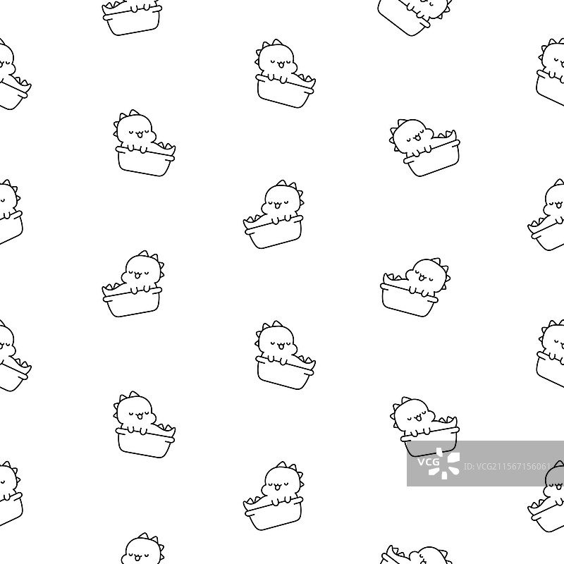 可爱的小龙无缝图案涂色页图片素材