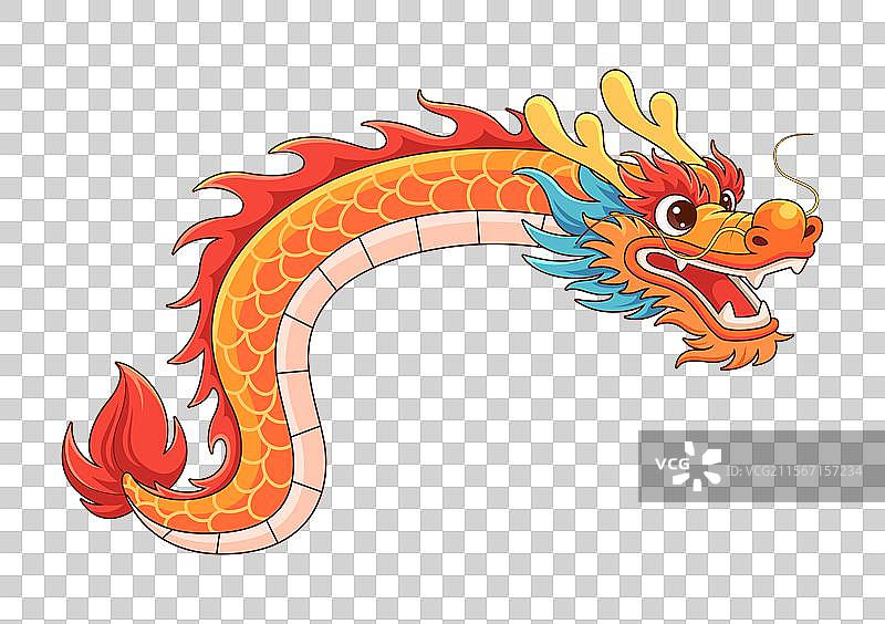 吉祥龙卡通描边插画图片素材