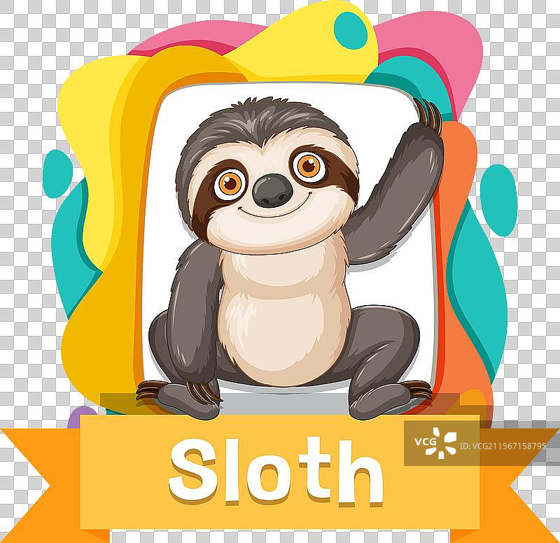 可爱的树懒与多彩背景图片素材