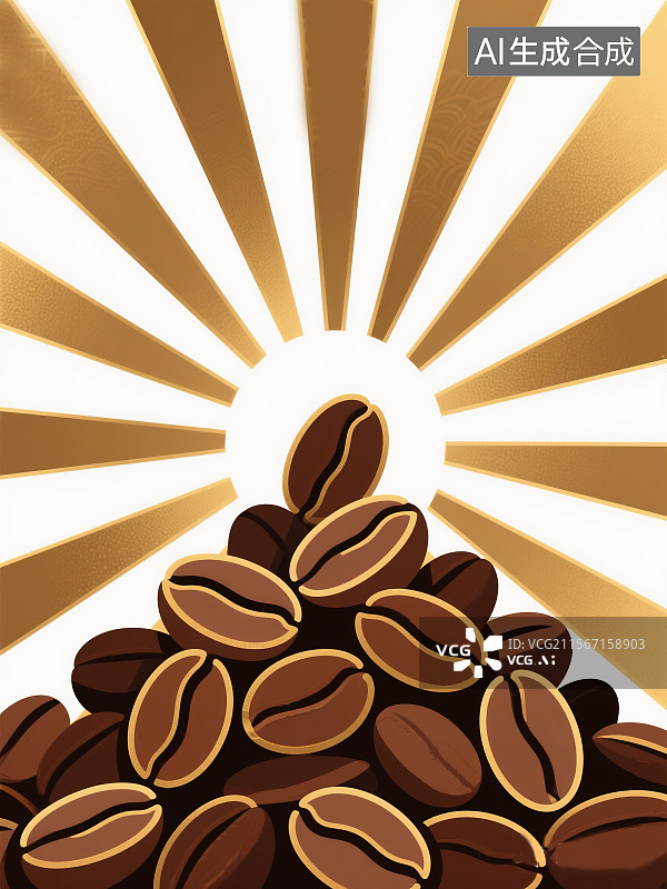 【AI数字艺术】创意巧克力工厂抽象背景摩卡慕斯色暖棕色可可豆以中国风扁平金色插画哑光金属质感和装饰艺术购物节海报图片素材
