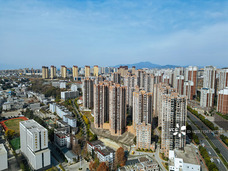 安康市 汉滨区 汉江 巴山中路 西坝村 航拍图片素材