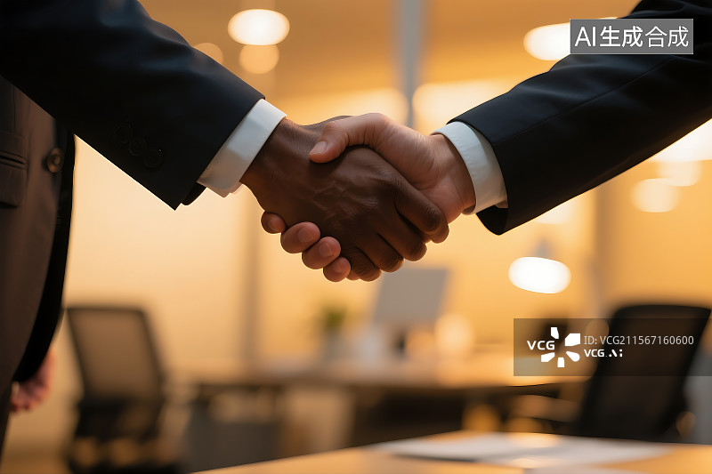 【AI数字艺术】商务人士握手 信息 协作 成交 商业合作 科技 信任 谈判图片素材