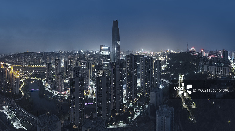 航拍视角重庆天地夜景全貌图片素材