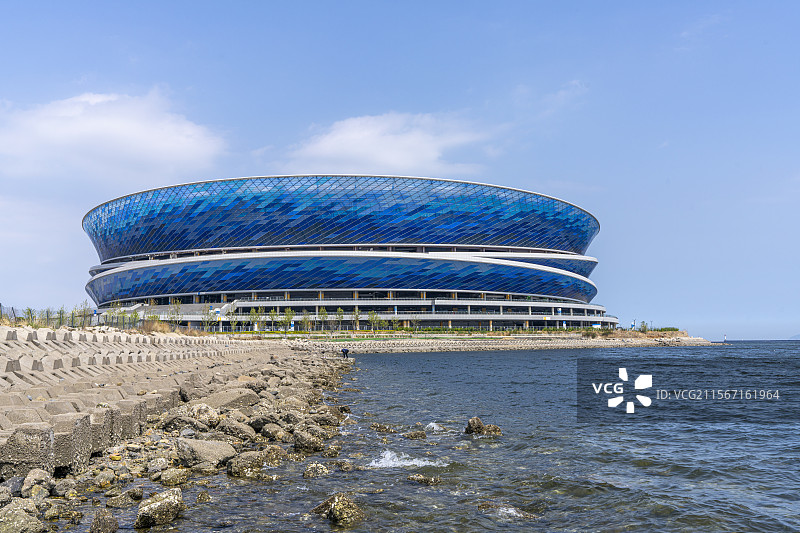 大连梭鱼湾足球场图片素材