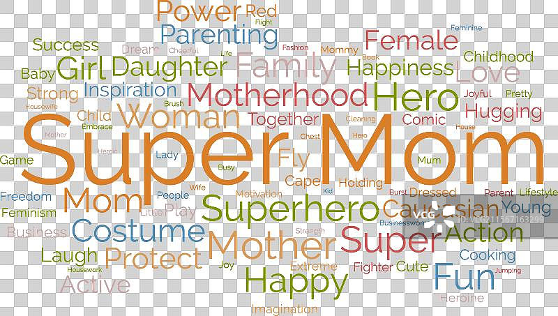 超级妈妈词云模板，妈妈的爱概念图片素材