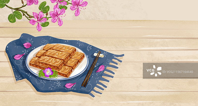 广西柳州特色美食之长安芙蓉酥插画图片素材