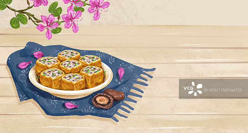 广西柳州特色美食之酿豆腐泡插画图片素材