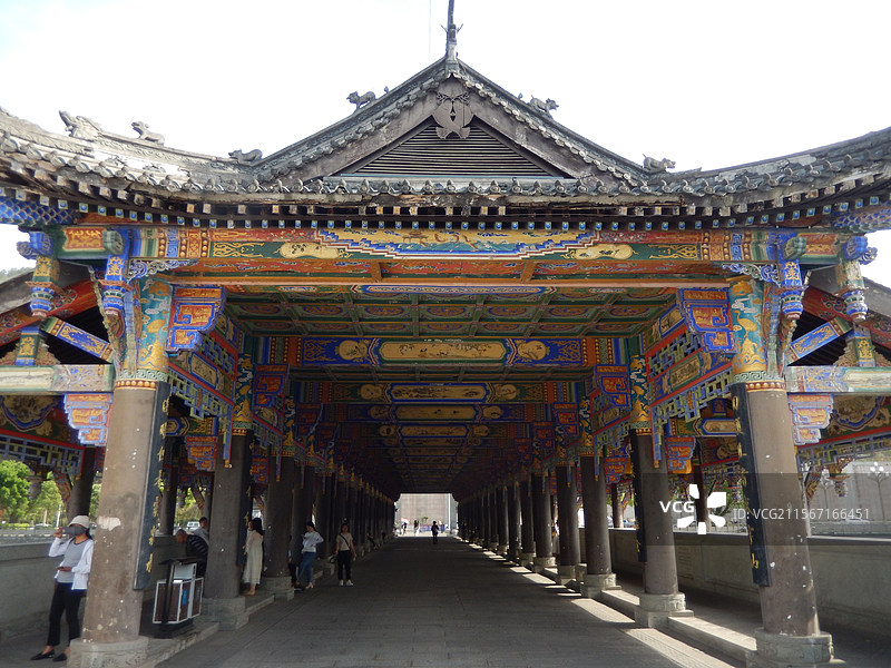 重庆开州区风雨廊桥国家水利部公布第十二批国家水利风景区名单，开县汉丰湖水利工程--水位调节坝在列图片素材