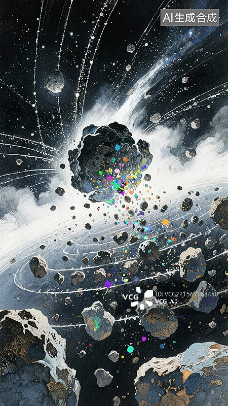 【AI数字艺术】宇宙中的小行星带图片素材