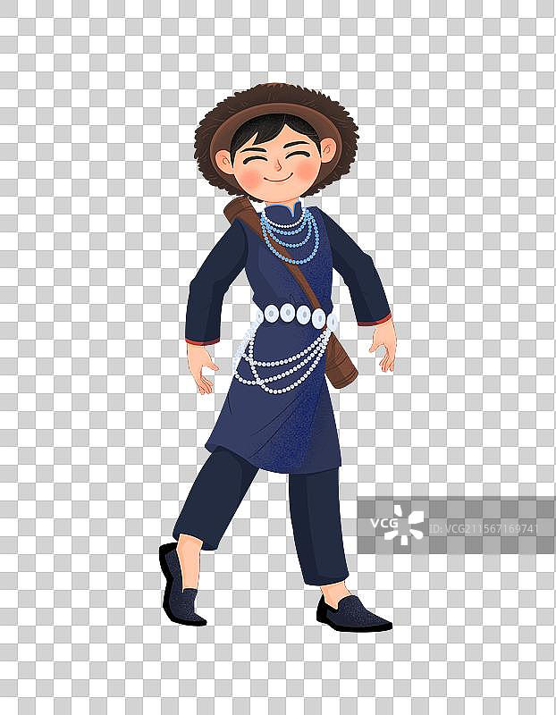 五十六个民族珞巴族卡通人物插画免抠元素图片素材