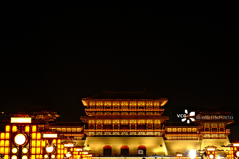 洛阳应天门/丽景门天堂明堂夜景图片素材
