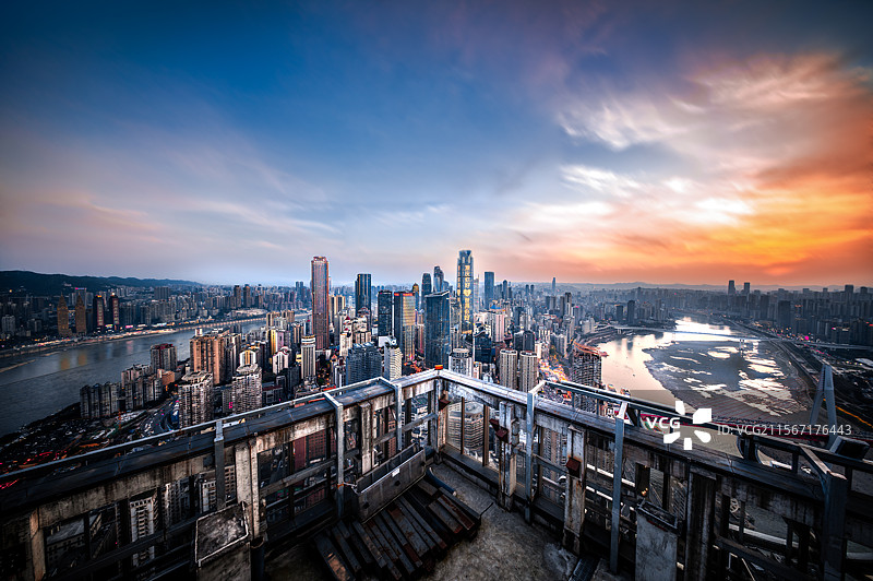重庆城市晚霞图片素材