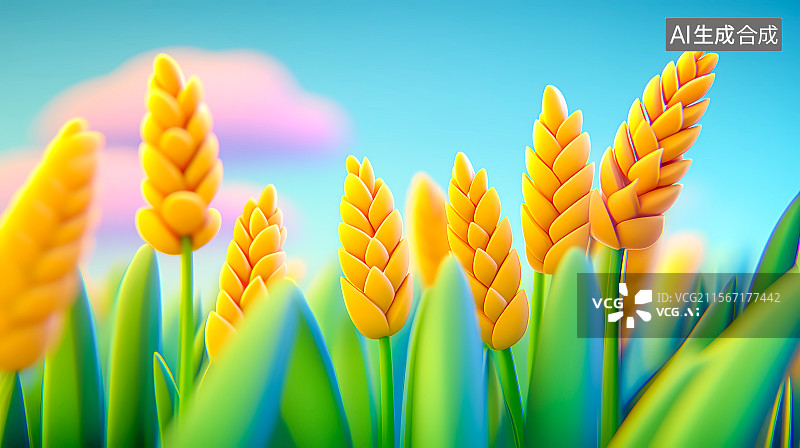 【AI数字艺术】金色麦穗小满节气插画图片素材