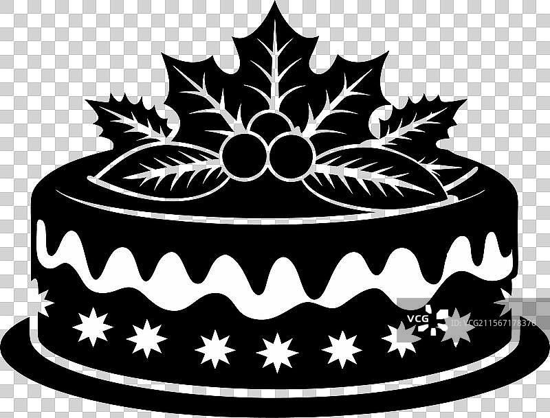 圣诞蛋糕剪影 T 恤图片素材