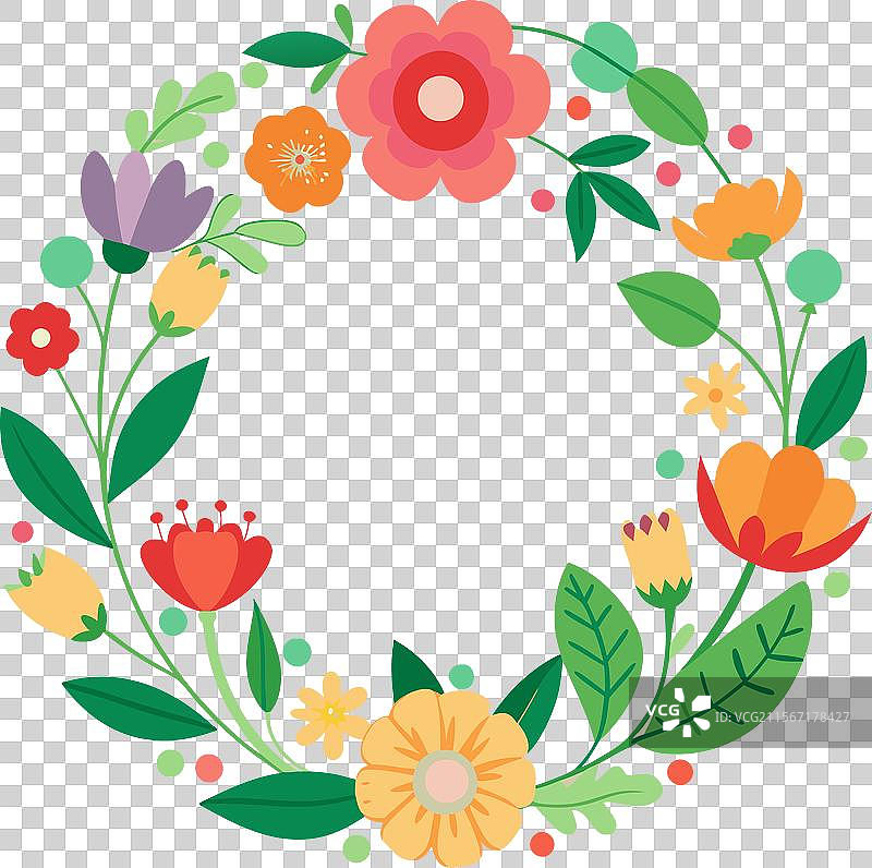 复古植物花卉设计的绿意图片素材