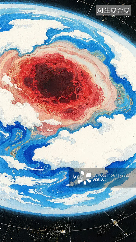 【AI数字艺术】地球南极洲上空的臭氧层空洞图片素材