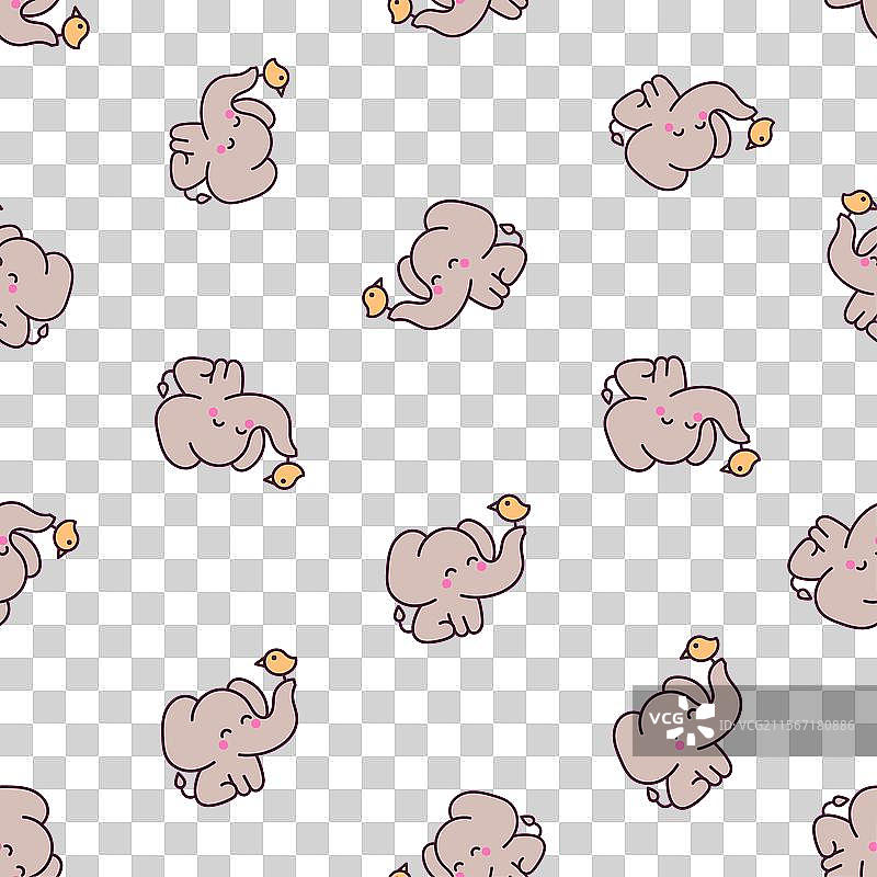 可爱卡哇伊大象无缝图案图片素材