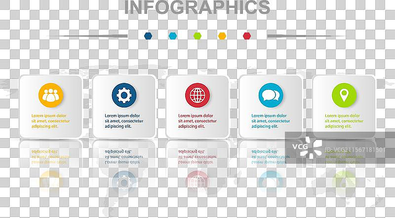 信息图设计模板 5 个圆形在圆角上图片素材