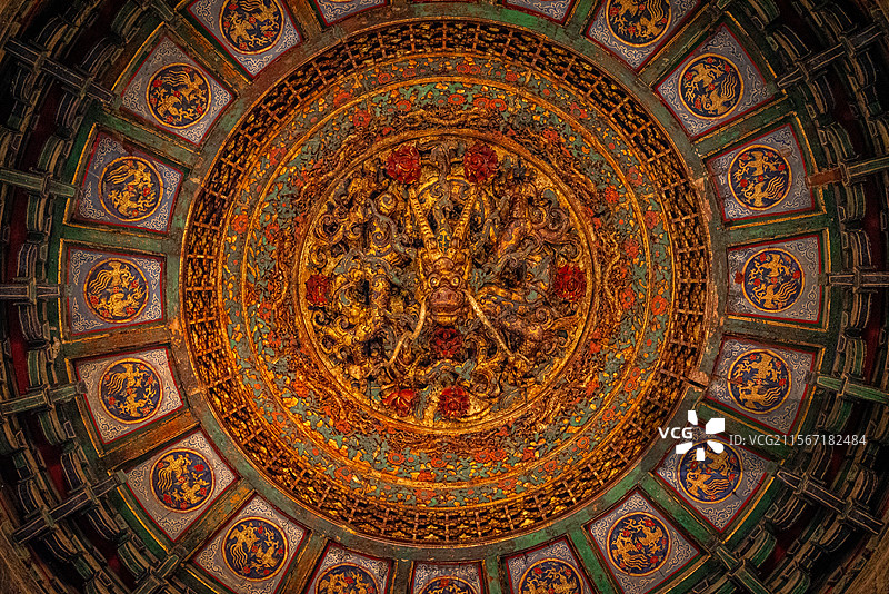 北京故宫御花园内的藻井图片素材