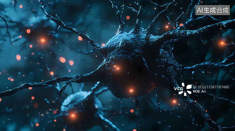 【AI数字艺术】神经网络结构与突触连接图片素材