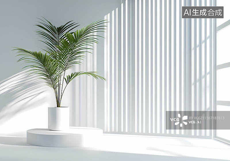 【AI数字艺术】简约白色展示台图片素材