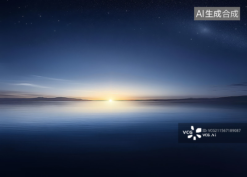 【AI数字艺术】日落时分的宁静海景图片素材