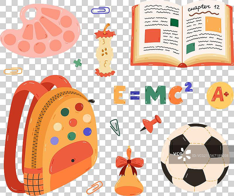 可爱的卡通儿童文具套装图片素材