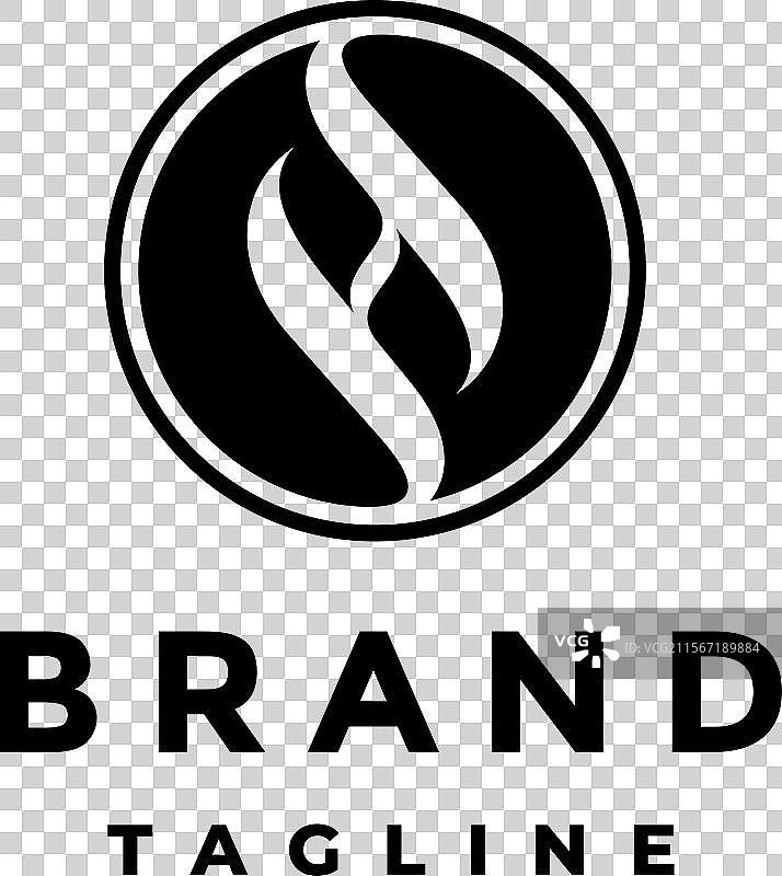 波浪形字母h在圆形内的标志设计图片素材