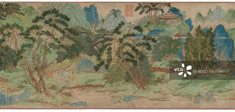 古代绘画艺术品，明代，仇英，桃花源图卷图片素材