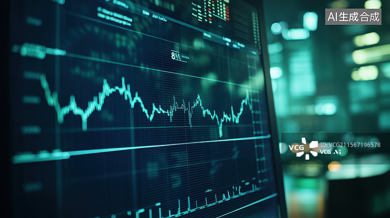 【AI数字艺术】股票市场图表显示在屏幕上图片素材