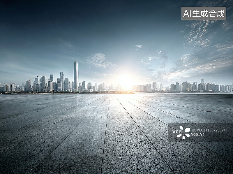 【AI数字艺术】现代城市广场，汽车广告背景图图片素材