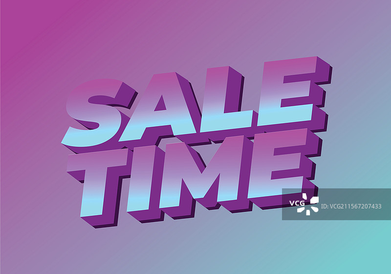 销售时间文本效果标志，色彩鲜艳且具有3D效果图片素材