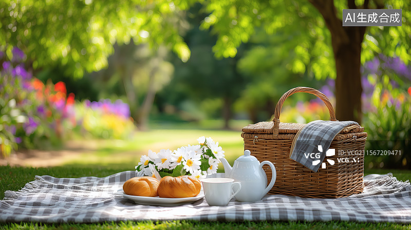 【AI数字艺术】户外亲子野餐时光图片素材