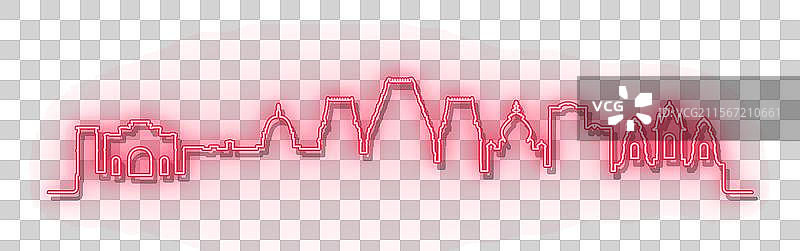 明亮的印度塞勒姆红色霓虹天际线图片素材