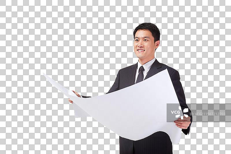 商务男设计师拿着建筑图纸图片素材