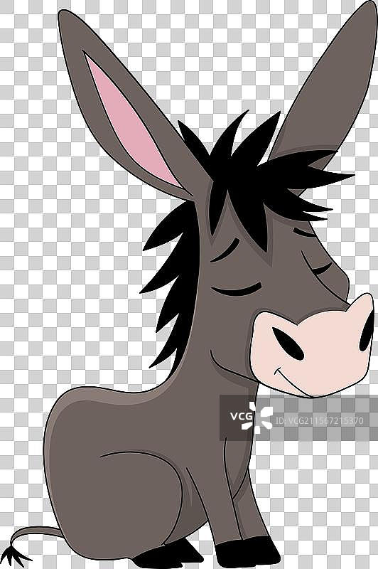 休息的驴子，黑色鬃毛，闭着眼睛图片素材