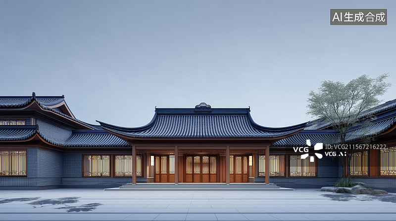 【AI数字艺术】中国传统合院建筑图片素材