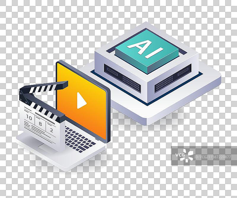 电影制作中的人工智能等距图图片素材