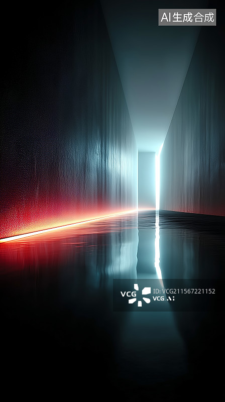【AI数字艺术】现代建筑内部的光影效果图片素材