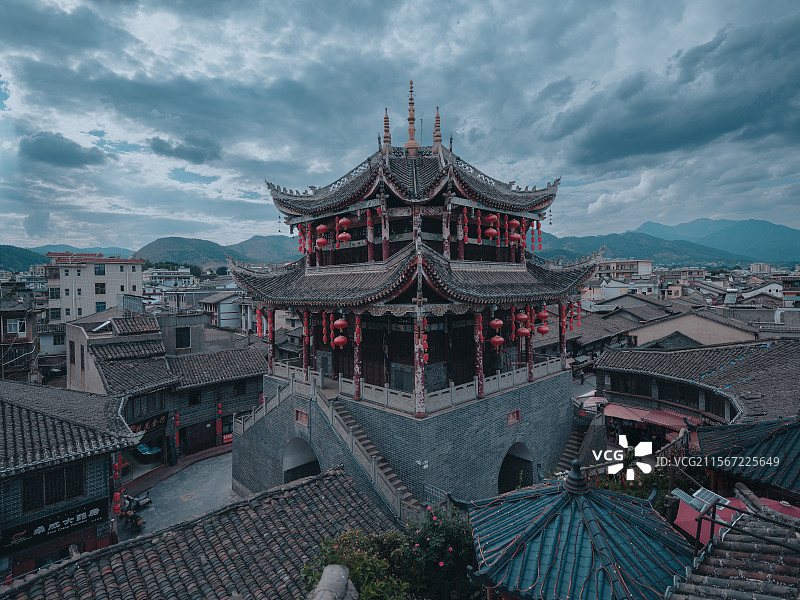 会理古城钟鼓楼全景图片素材