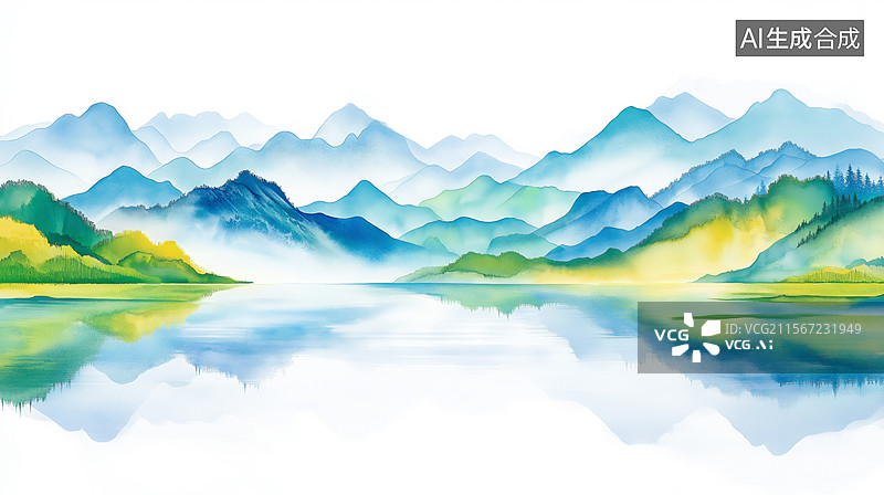 【AI数字艺术】水墨写意山水风景画图片素材