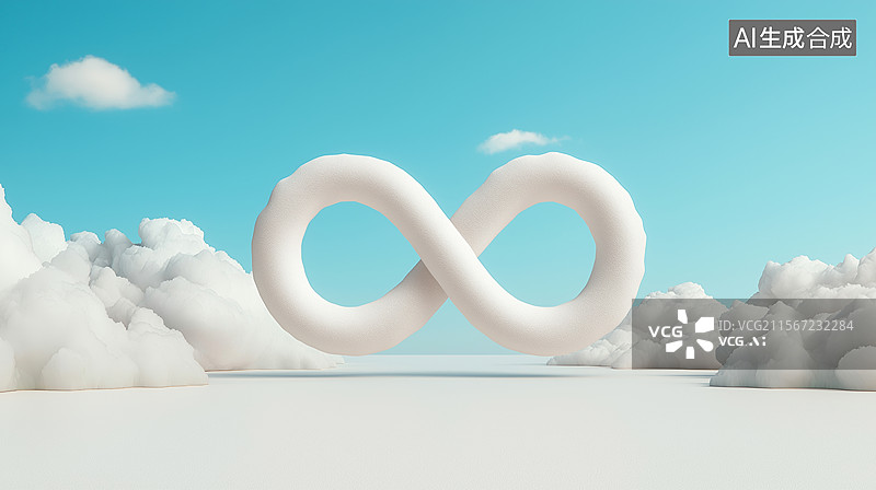 【AI数字艺术】白色无限符号天空背景图片素材
