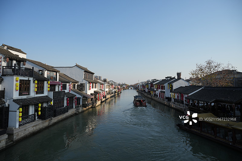 无锡南长街 灯笼倒影运河 明清建筑夜景 春晚分会场图片素材