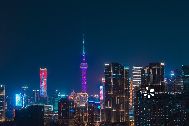 上海天际线夜景赛博朋克图片素材