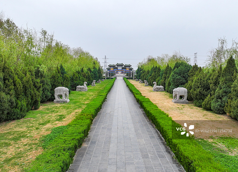 河南省新乡市卫辉比干庙航拍图片素材