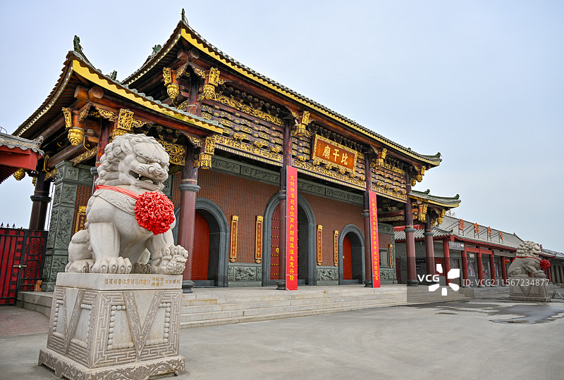 河南省新乡市卫辉比干庙航拍图片素材