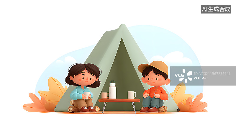 【AI数字艺术】露营时光对话图片素材