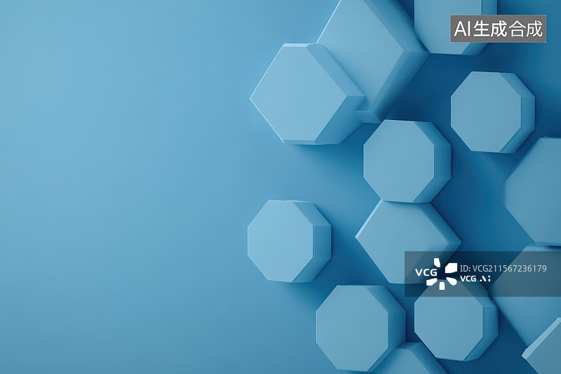 【AI数字艺术】浅蓝色背景的白色六边形艺术图像图片素材