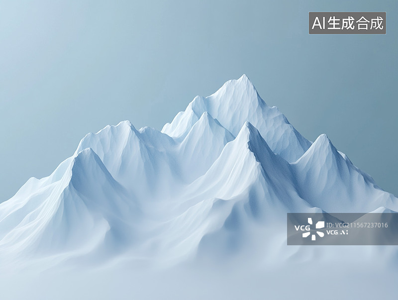 【AI数字艺术】雪山三维黏土风场景图片素材